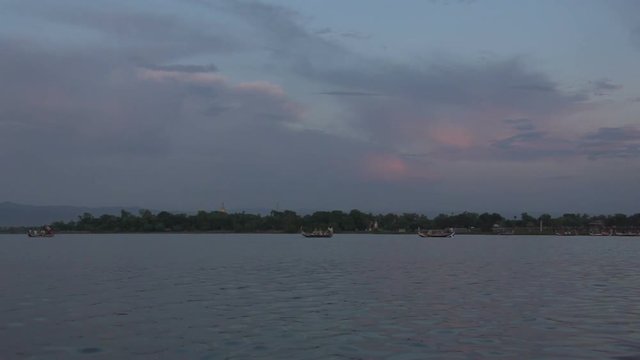 Amarapura, sunset at the U-bein bridge
