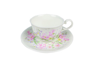 Chinese set of tea cups on white background