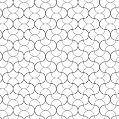Obraz premium Black and White Curvy Circular Seamless Repeating Background. Vector file geometric backdrop, wallpaper.