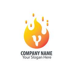 Initial Letter Y Fire Logo