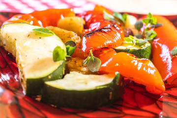 Roasted vegetables assortment closeup