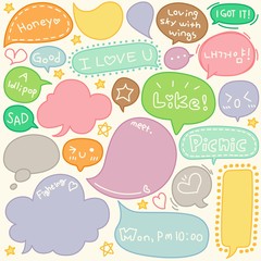 Set of Hand Drawn Speech and Thought Bubbles Doodle