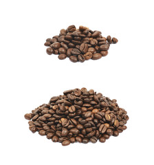 Pile of roasted coffee beans isolated