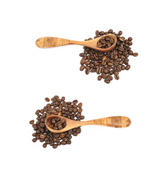 Pile of roasted coffee beans isolated