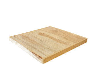 Wooden table top on white background