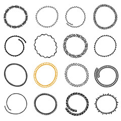 Set of Hand Drawn Circle Frames in Ethnic Style
