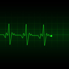 Green Heart pulse light transparent effect, electrocardiogram.  Vector illustration
