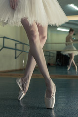 Long legs of ballerina in toeshoe