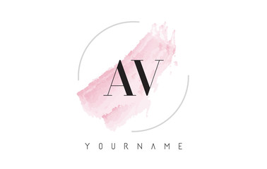 AV A V Watercolor Letter Logo Design with Circular Brush Pattern. - obrazy, fototapety, plakaty
