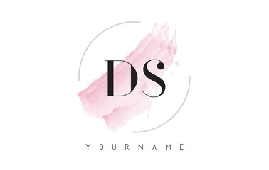 DS D S Watercolor Letter Logo Design with Circular Brush Pattern. - obrazy, fototapety, plakaty