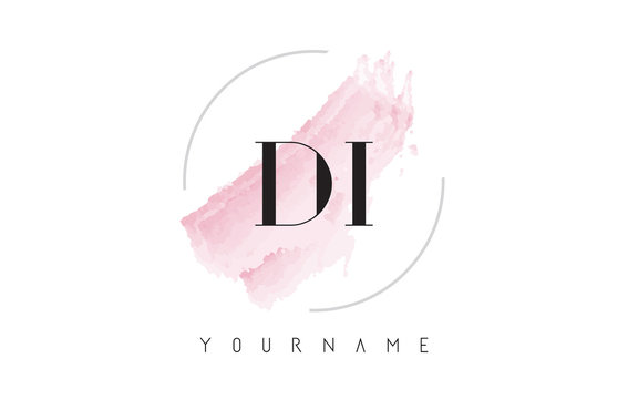 DI D I Watercolor Letter Logo Design with Circular Brush Pattern.