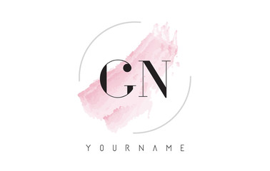 GN G N Watercolor Letter Logo Design with Circular Brush Pattern.