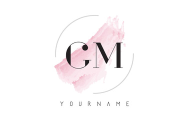 GM G M Watercolor Letter Logo Design with Circular Brush Pattern.