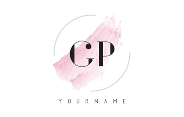 GP G P Watercolor Letter Logo Design with Circular Brush Pattern.