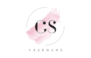 GS G S Watercolor Letter Logo Design with Circular Brush Pattern.