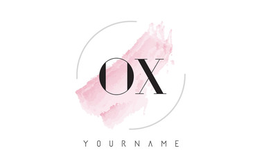 Obraz premium OX O X Watercolor Letter Logo Design with Circular Brush Pattern.