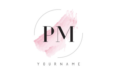 PM P L Watercolor Letter Logo Design with Circular Brush Pattern. - obrazy, fototapety, plakaty
