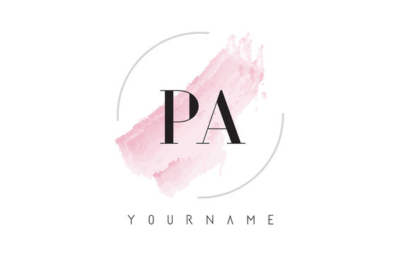 PA P A Watercolor Letter Logo Design with Circular Brush Pattern.