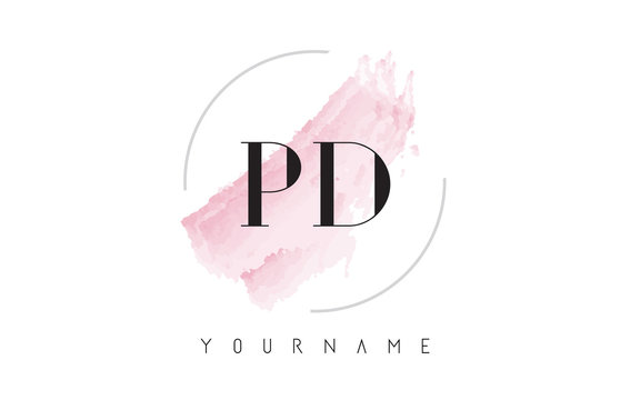 PD P D Watercolor Letter Logo Design with Circular Brush Pattern.