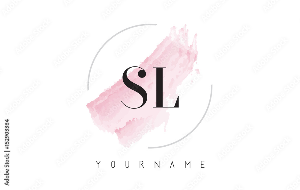 Wall mural sl s l watercolor letter logo design with circular brush pattern.