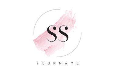 SS S S Watercolor Letter Logo Design with Circular Brush Pattern. - obrazy, fototapety, plakaty
