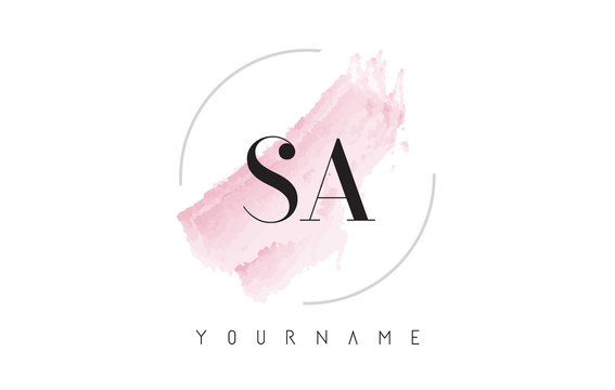 SA S A Watercolor Letter Logo Design with Circular Brush Pattern.