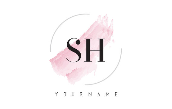 SH S H Watercolor Letter Logo Design with Circular Brush Pattern. Stock  Vector | Adobe Stock
