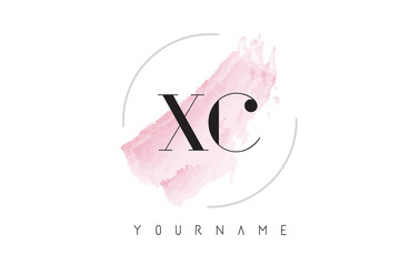 XC X C Watercolor Letter Logo Design with Circular Brush Pattern.