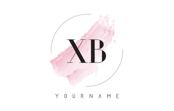 XB X B Watercolor Letter Logo Design with Circular Brush Pattern.
