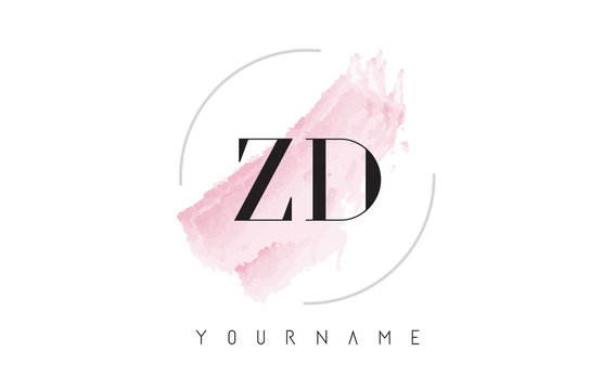 ZD Z D Watercolor Letter Logo Design with Circular Brush Pattern.
