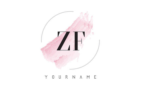 ZF Z F Watercolor Letter Logo Design with Circular Brush Pattern.