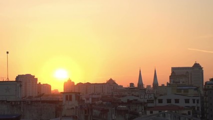 Sunset over skyline Yangon