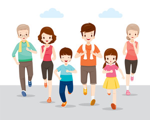 Happy Family Running Together For Good Health, Healthy, Activities, Physical Health, Sport, Daily Routine, Exercise, Lifestyle