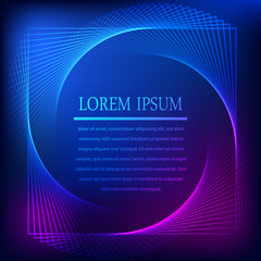 Circle space in square border with light effects