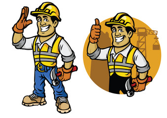 Cartoon of construction worker