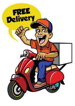 delivery guy riding scooter