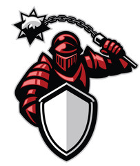 knight with shield and spiky ball weapon