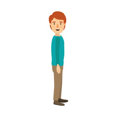 colorful image caricature full body guy with hairstyle looking to side vector illustration