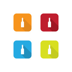 Colorful Flat Bottle Icons With Long Shadow