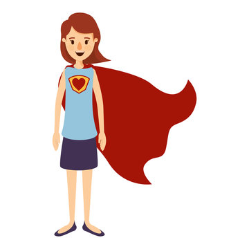 colorful image caricature full body super hero woman with short hair and cap vector illustration