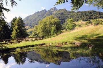 mountains with the top called SPITZ of Tonezza with the reflecti