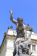 Prague Castle, Hradcany, sculpture at the entrance , Prague, Czech Republic.