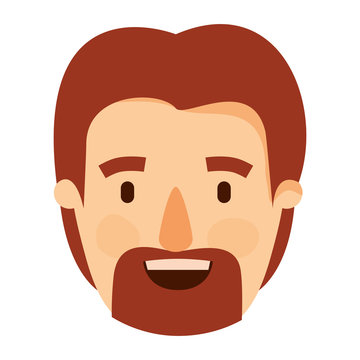 colorful image caricature front view bearded man with redhead hairstyle vector illustration