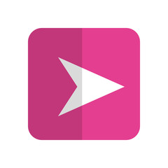 arrow icon over pink square and white background. vector illustration
