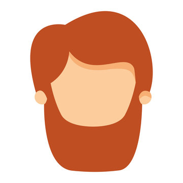 colorful image caricature front view faceless bearded man with redhead hairstyle vector illustration