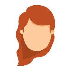 colorful image caricature front view faceless woman with brown wavy side hair vector illustration