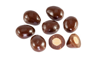 photo shot of almonds in chocolate