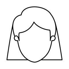 silhouette image caricature front view faceless closeup woman with short straight hair vector illustration