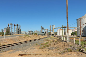 Fototapeta na wymiar silos, hoppers, elevators and bunkers at a grain storage facility