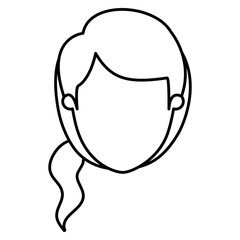 silhouette image caricature front view faceless woman with ponytail side hairstyle vector illustration